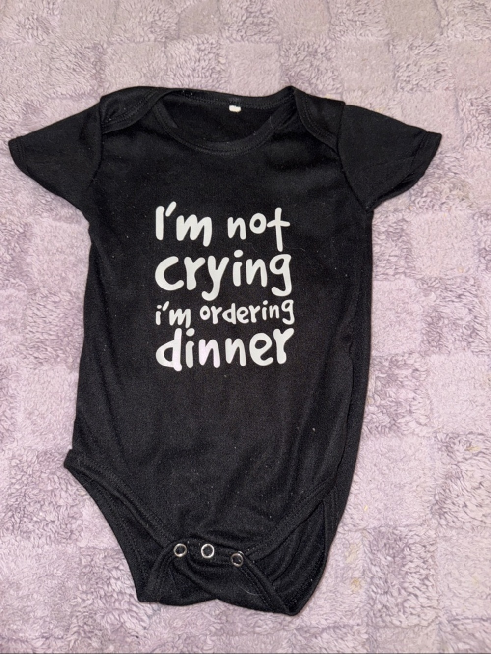 Cute Black Baby Onesie with White Graphic Saying
